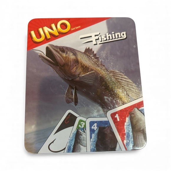 🎣 Uno Fishing Card Game in Tin 2012 Featuring Fish Cards Rare 🎣
